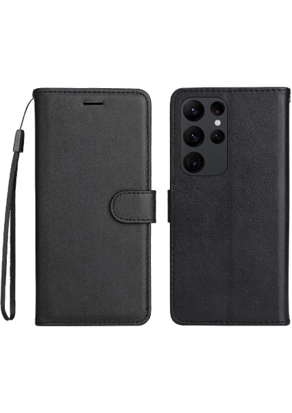 Samsung Galaxy S23 Ultra Klasik Düz Renk Iş Cüzdan Için Flip Case (Yurt Dışından)