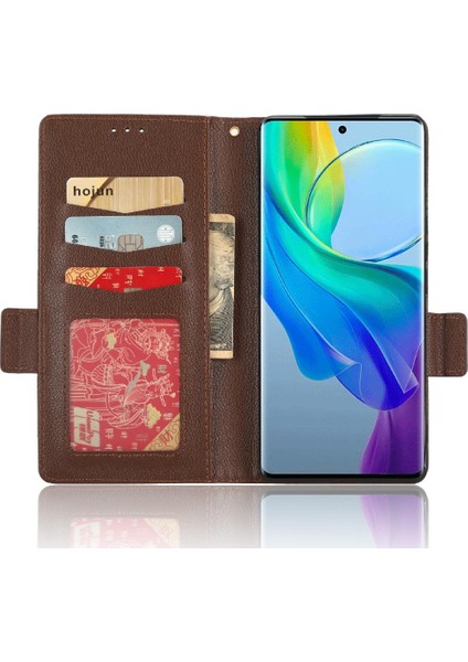 Vivo V29 Lite 5g Için Kılıf Pu Deri Yan Toka Kart Yuvaları Tutucu Cüzdan (Yurt Dışından)