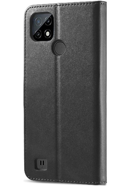 Tutucu ile Realme C35 Için Kılıf Buzağı Doku Yatay Çevir Deri Kılıf (Yurt Dışından) modelleri