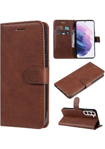 Samsung Galaxy S22 Artı Klasik Düz Renk Iş Cüzdan Için Flip Case (Yurt Dışından)