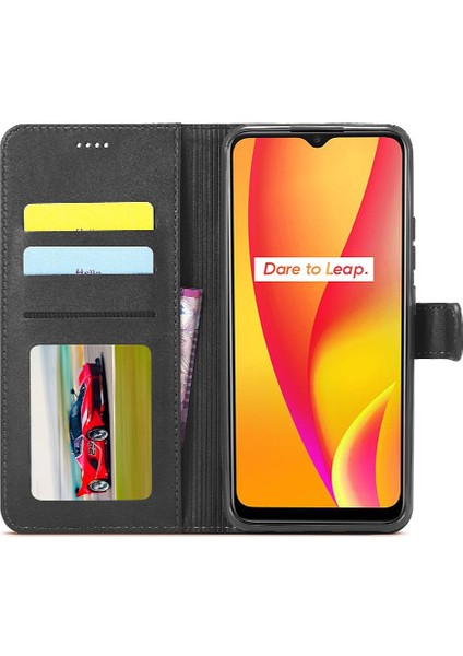 Realme C15/C12/C25 Kart Yuvaları Cüzdan Buzağı Doku Yatay Için Kılıf (Yurt Dışından) fırsatları