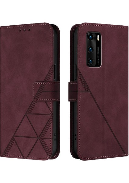 Huawei P40 Pu Deri Flip Folio Kitap Koruyucu Cüzdan Kapak (Yurt Dışından)