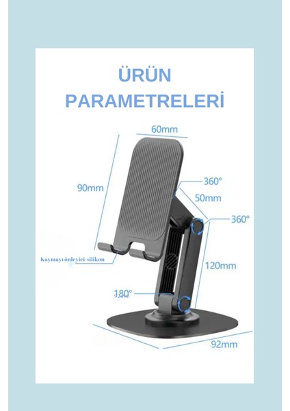 EH239 360° Ayarlanabilir Katlanabilir Masaüstü Telefon Tutucu