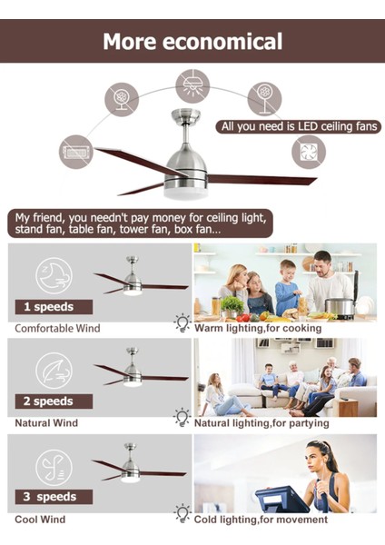 Dlc Tramontana LED Tavan Vantilatörü Mat Krom 132 cm