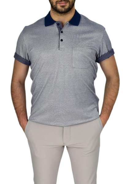 Erkek Polo Yaka Jakarlı Cepli Tişört R7520 BGL-ST03793