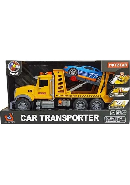 Araba Taşıyıcı Sarı 40 cm Damperli Kamyon Car Transporter