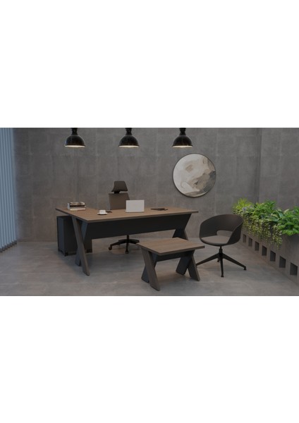 Omıx Yüksek Kesonlu Masa Sehpa 140 cm (Balos/antrasit)