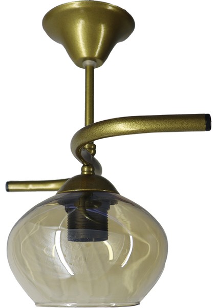 Fuji Eskitme Tekli Bal Yatsı Camlı Avize | Kaliteli Modern Metal Avize