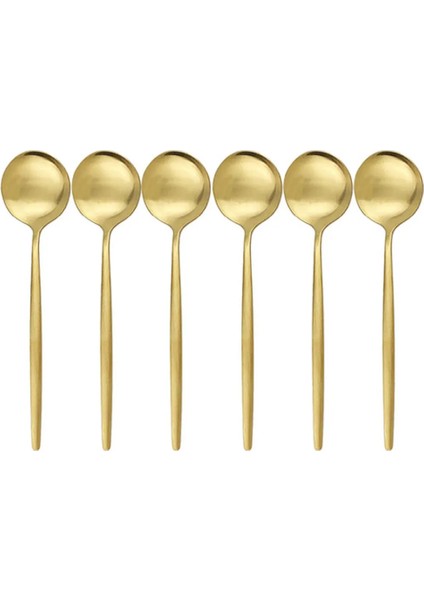 Lüks Mat Gold Kahve 6'lı Çay Kaşığı Seti, Kutulu