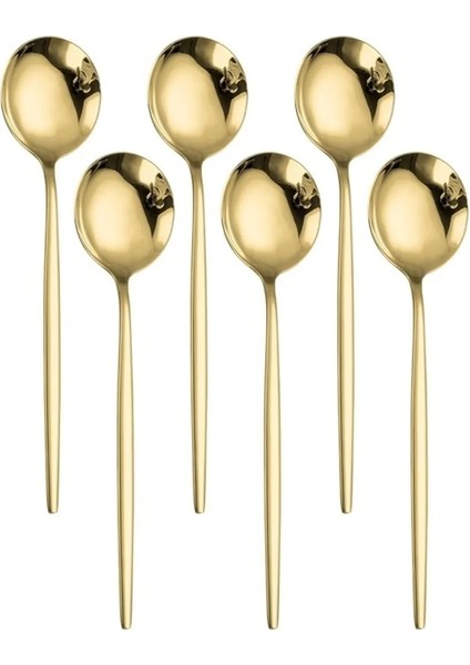 Lüks Mat Gold Kahve 6'lı Çay Kaşığı Seti, Kutulu modelleri
