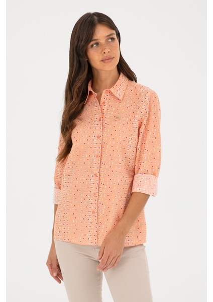 Kadın Somon Gömlek Desenli 50280941-VR047