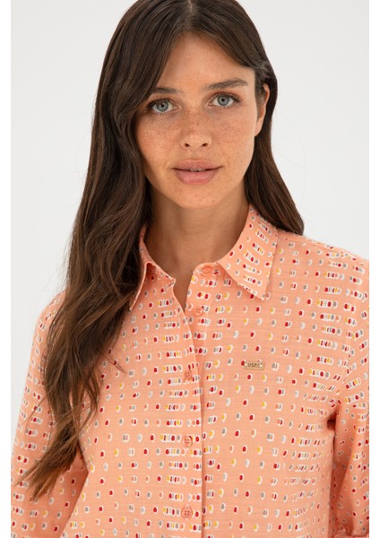 Kadın Somon Gömlek Desenli 50280941-VR047 fiyatları