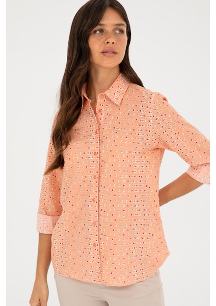 Kadın Somon Gömlek Desenli 50280941-VR047 modelleri