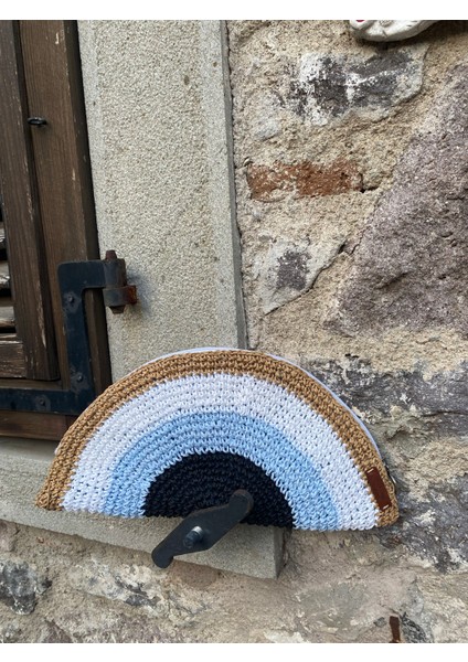 Yarım Ay Nazar Boncuklu Portföy Clutch Hasır Çanta