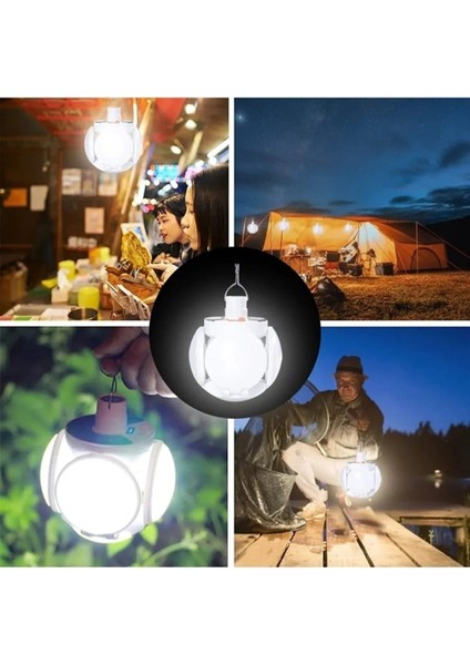 Mr 5 Kanatlı Katlanabilir Solar ve Şarj Edilebilir Su Geçirmez Şarj Göstergeli Lamba