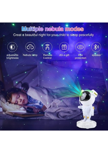 MR Shopping Mr Astronot Projektör Çocuklar Için Yıldız Projektör Galaxy Projektör Gece Lambası,bluetooth Müzik