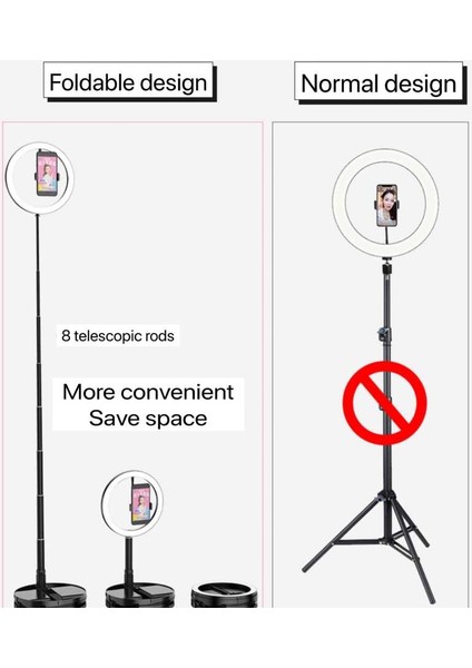 26 cm Foldable Işıklı Telefon Tutucu Ring Light