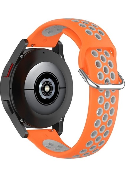 Amazfit Gtr 3 / Gtr 3 Pro Uyumlu Kordon Silikon Nike Delikli Metal Tokalı Kayış, Turuncu - Gri