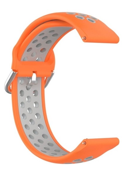 Amazfit Gtr 3 / Gtr 3 Pro Uyumlu Kordon Silikon Nike Delikli Metal Tokalı Kayış, Turuncu - Gri