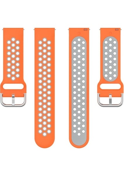 Amazfit Gtr 3 / Gtr 3 Pro Uyumlu Kordon Silikon Nike Delikli Metal Tokalı Kayış, Turuncu - Gri