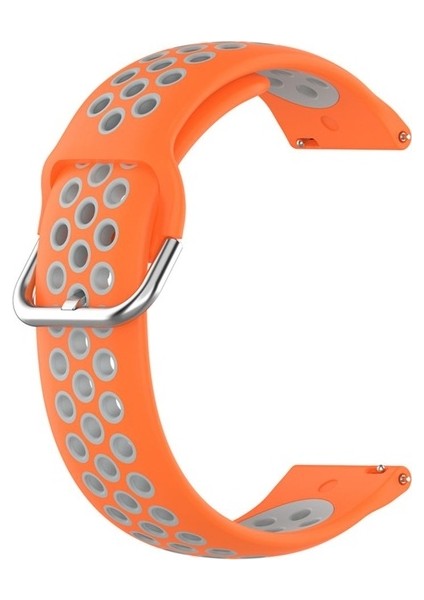 Amazfit Gtr 3 / Gtr 3 Pro Uyumlu Kordon Silikon Nike Delikli Metal Tokalı Kayış, Turuncu - Gri