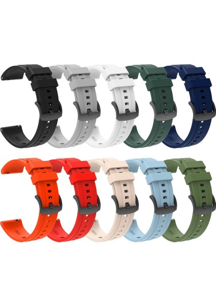 Amazfit Gtr Uyumlu Kordon Silikon Metal Tokalı Şeritli Kayış, Siyah fırsatları