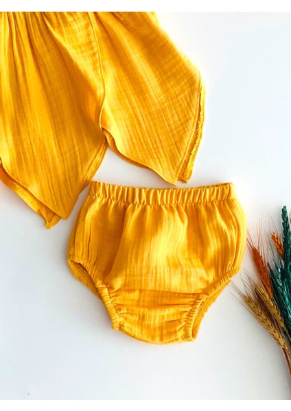 Neşeli Bebekler Kilotlu Nakışlı Desen Peri Elbise Sarı modelleri