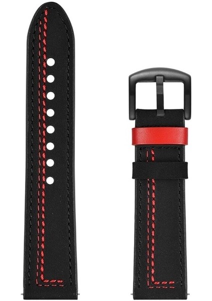Amazfit Gtr Uyumlu Kordon Deri Kordon Dikişli Luxury Spor Kayış, Siyah