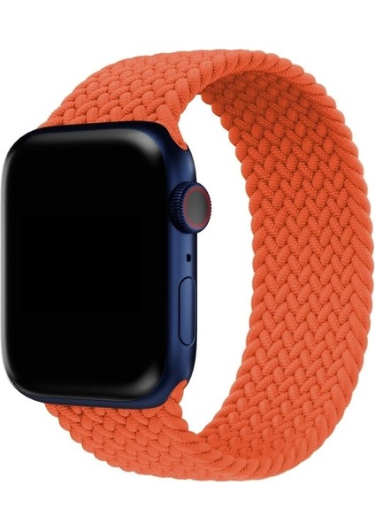 Megafox Teknoloji Apple Watch 2/3/4/5/6/7/8/se 38-40-Uyumlu Kordon Small Solo Hasır Örgü Işlemeli Kayış, Turuncu