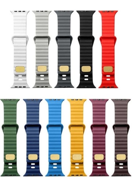 Apple Watch 2/3/Ultra Uyumlu Kordon Silikon Metal Tokalı Kayış, Koyu Yeş modelleri