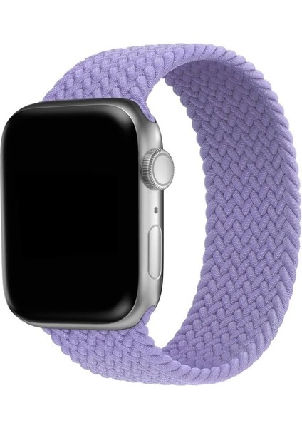 Megafox Teknoloji Apple Watch 2/3/Ultra Uyumlu Kordon Large Solo Hasır Örgü Kayış, Lila