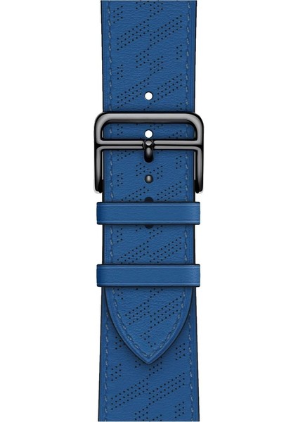 Apple Watch 2/3/4/5/6/7/8 Se 38-40-Uyumlu Kordon Deri Metal Tokalı Luxury Şık Kayış, Mavi