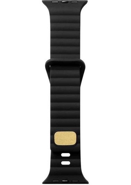Apple Watch 2/3/Ultra Uyumlu Kordon Silikon Metal Tokalı Kayış, Siyah