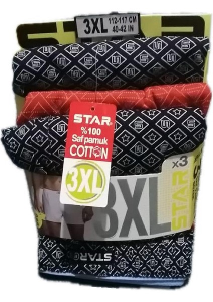 3lü Paket Erkek Saf Pamuk Penye Boxer