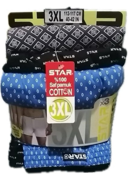 3lü Paket Erkek Saf Pamuk Penye Boxer