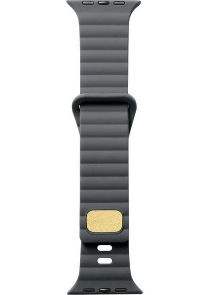 Apple Watch 2/3/Ultra Uyumlu Kordon Silikon Metal Tokalı Kayış, Gri