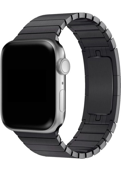 Apple Watch 2/3/4/5/6/7/8 Se 38-40-Uyumlu Kordon Paslanmaz Çelik Klipsli Luxury Kayış, Siyah