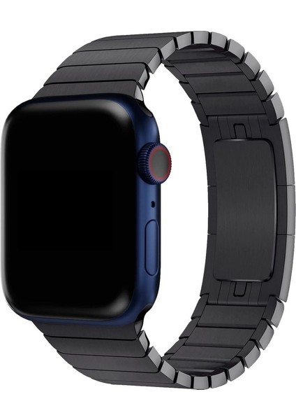 Apple Watch 2/3/4/5/6/7/8 Se 38-40-Uyumlu Kordon Paslanmaz Çelik Klipsli Luxury Kayış, Siyah
