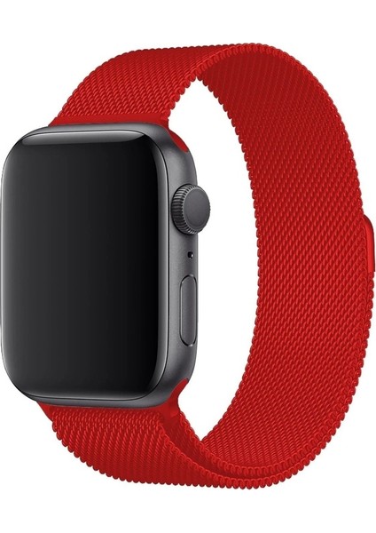 Apple Watch 2/3/4/5/6/7/8/9/se Ultra Uyumlu Kordon Hasır Metal Mıknatıs Kayış, Kırmızı fiyatları