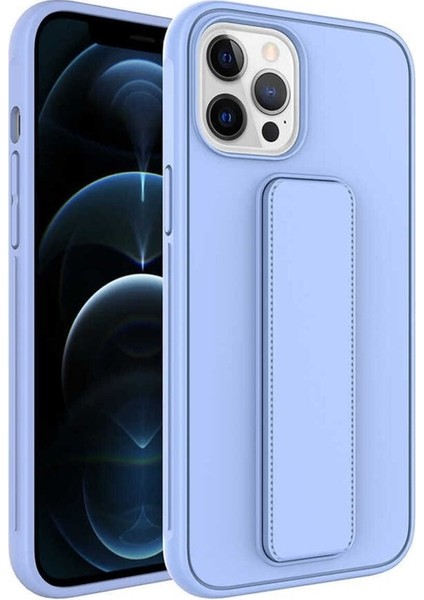 Apple iPhone 12 Pro Max Uyumlu Kılıf Qstand Kapak, Lila