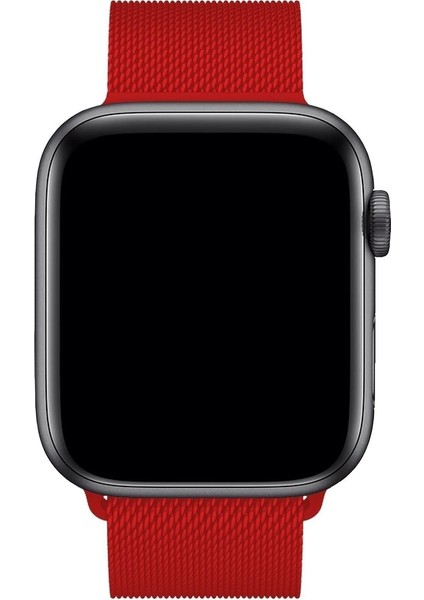 Apple Watch 2/3/4/5/6/7/8/9/se Ultra Uyumlu Kordon Hasır Metal Mıknatıs Kayış, Kırmızı modelleri