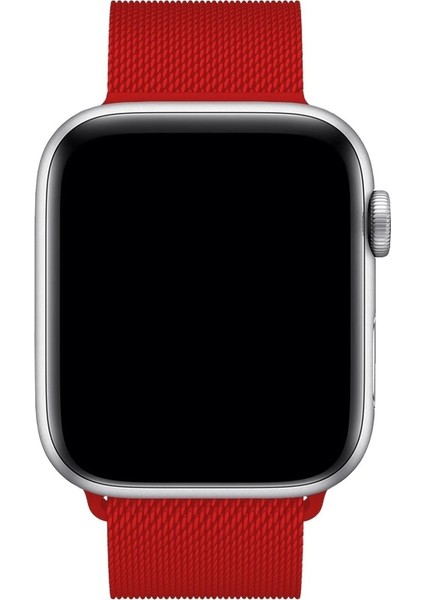 Apple Watch 2/3/4/5/6/7/8/9/se Ultra Uyumlu Kordon Hasır Metal Mıknatıs Kayış, Kırmızı indirimleri