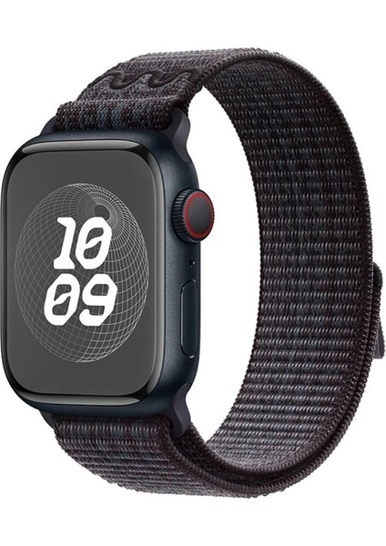 Apple Watch 2/3/Ultra Uyumlu Kordon Hasır Örgü Spor Nike Kayış, Siyah