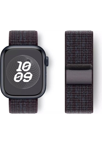 Apple Watch 2/3/Ultra Uyumlu Kordon Hasır Örgü Spor Nike Kayış, Siyah