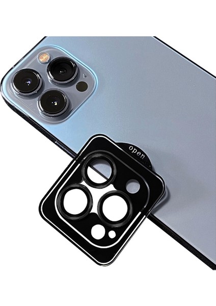 Apple iPhone 12 Pro Max Uyumlu Cl-11 Safir Parmak Izi Bırakmayan Anti-Reflective Kamera Lens Koruyucu, Siyah
