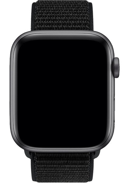 Megafox Teknoloji Apple Watch 3/4/5/6/7/8/9/se Ultra Uyumlu Kordon Hasır Örgü Spor Loop Kayış, Siyah - gr