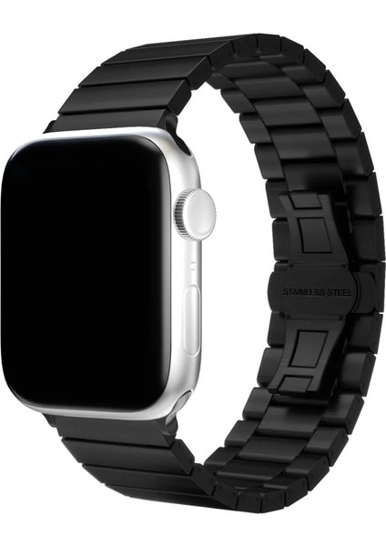 Apple Watch 3/Ultra Uyumlu Kordon Metal Paslanmaz Klipsli Kayış, Siyah fırsatları