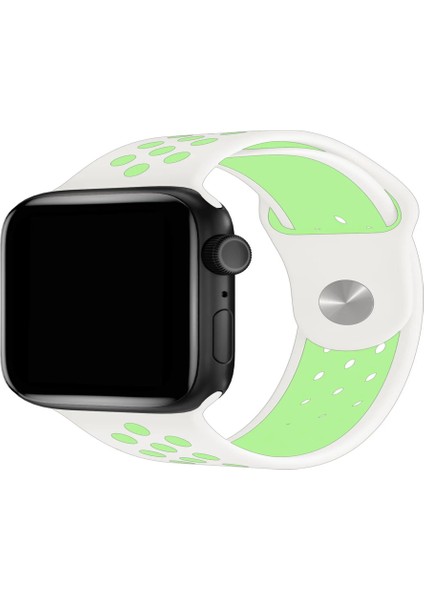 Apple Watch 2/3/Ultra Uyumlu Kordon Silikon Spor Delikli Kayış, Beyaz - modelleri