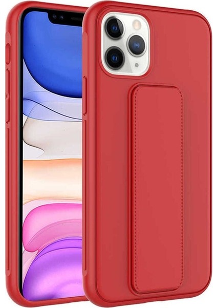 Apple iPhone 11 Pro Uyumlu Kılıf Qstand Kapak, Kırmızı