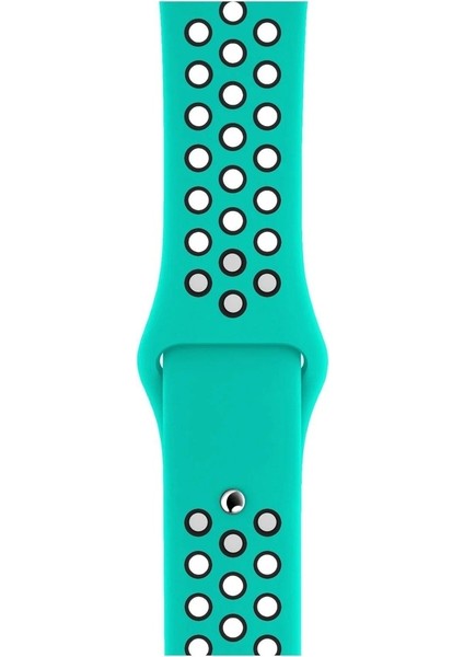 Apple Watch 2/3/Ultra Uyumlu Kordon Silikon Spor Delikli Kayış, Turkuaz